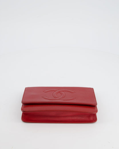 Chanel Red Wallet on Chain Bag CC Stitched Logo Caviar Leather with Silver Hardware