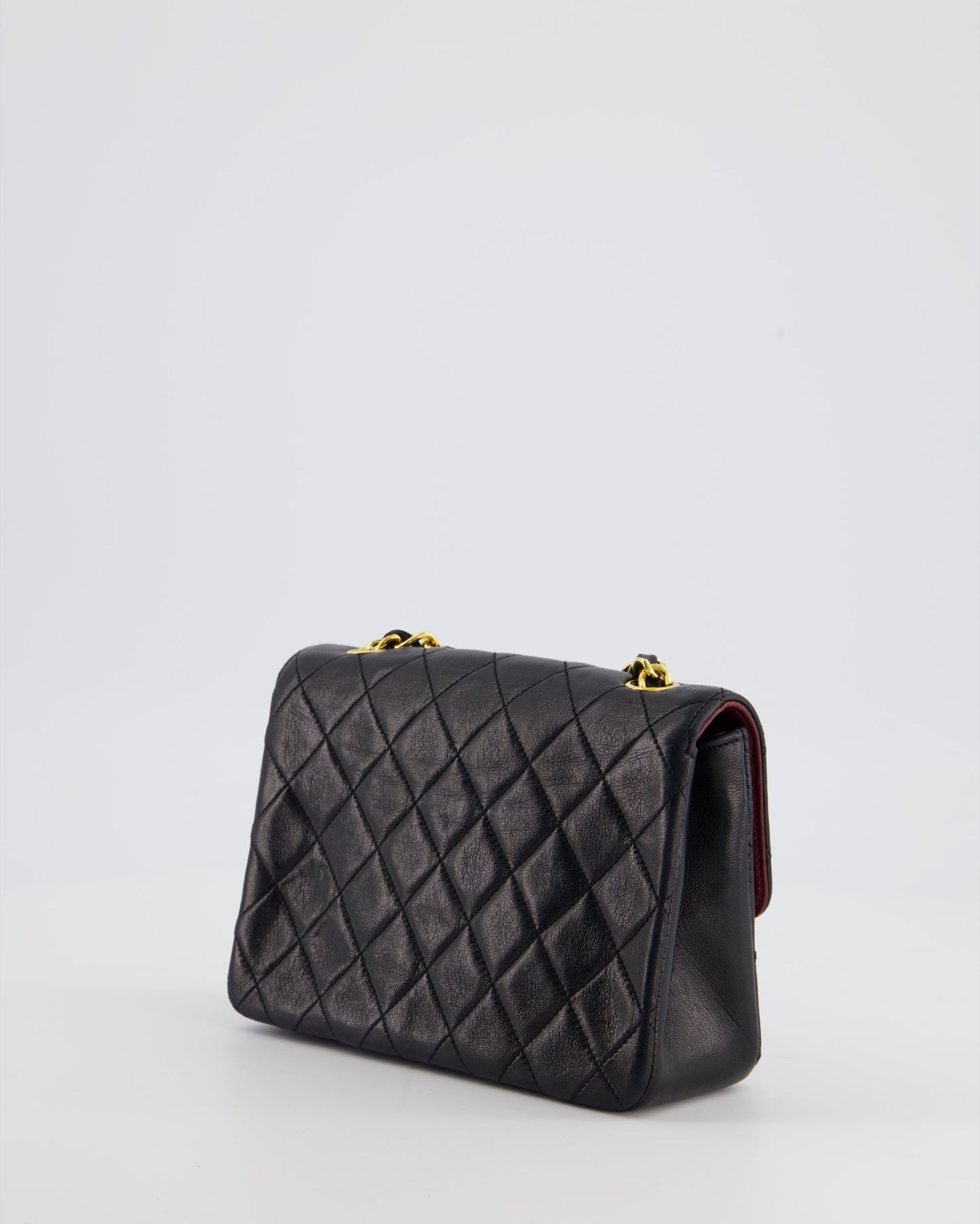 Chanel Vintage Black Mini Rectagular Single Flap Bag in Lambskin Leather and 24K Gold Hardware