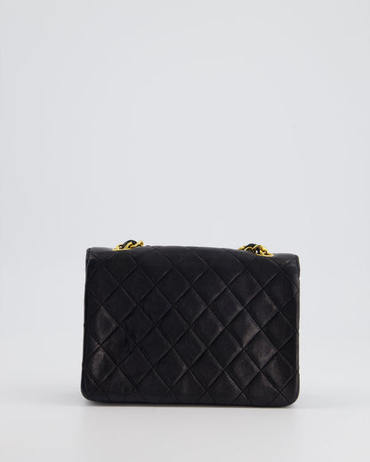 Chanel Vintage Black Mini Rectagular Single Flap Bag in Lambskin Leather and 24K Gold Hardware