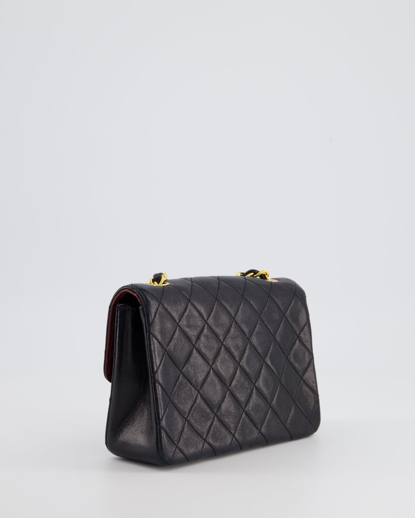 Chanel Vintage Black Mini Rectagular Single Flap Bag in Lambskin Leather and 24K Gold Hardware