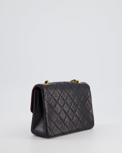 Chanel Vintage Black Mini Rectagular Single Flap Bag in Lambskin Leather and 24K Gold Hardware
