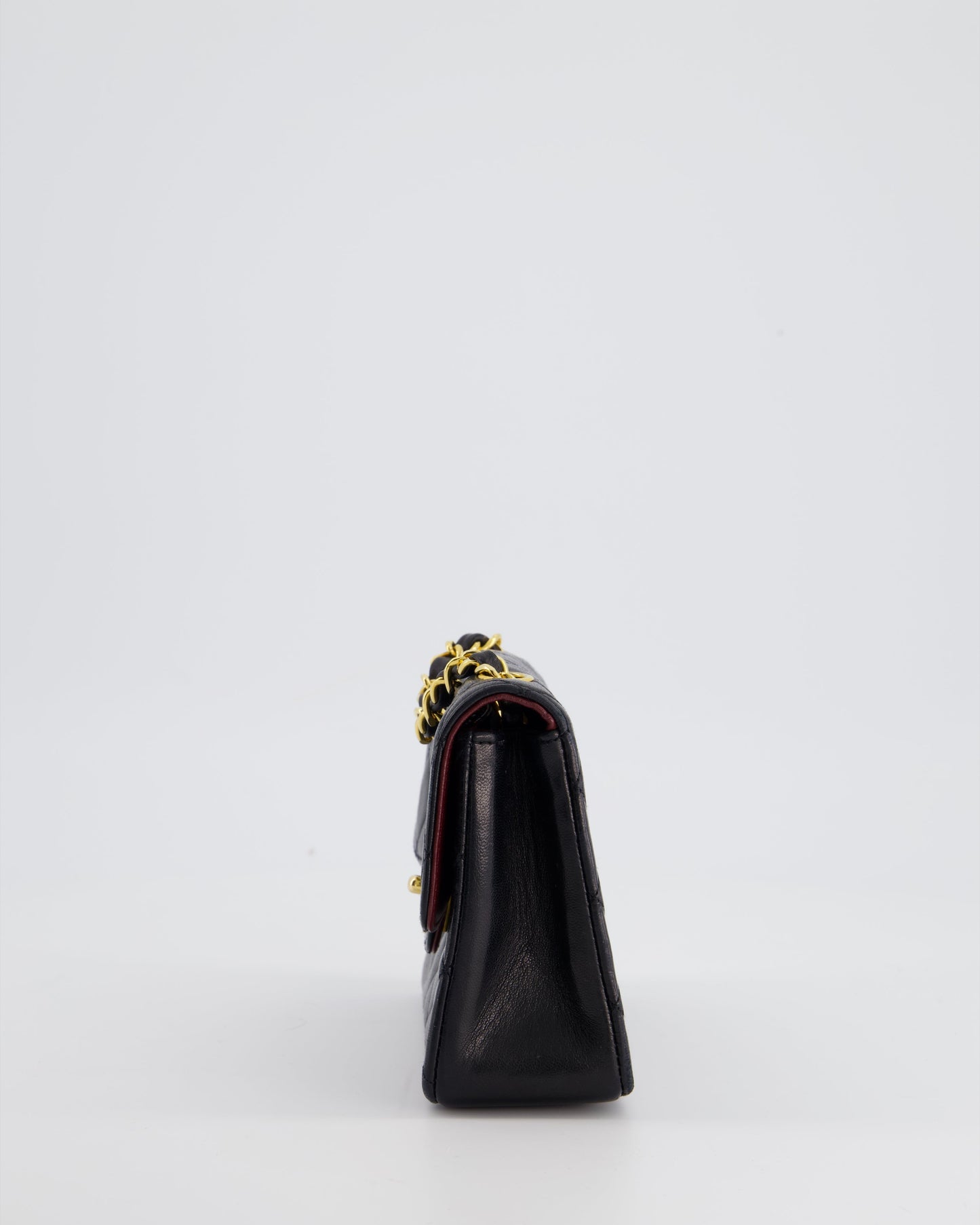 Chanel Vintage Black Mini Rectagular Single Flap Bag in Lambskin Leather and 24K Gold Hardware