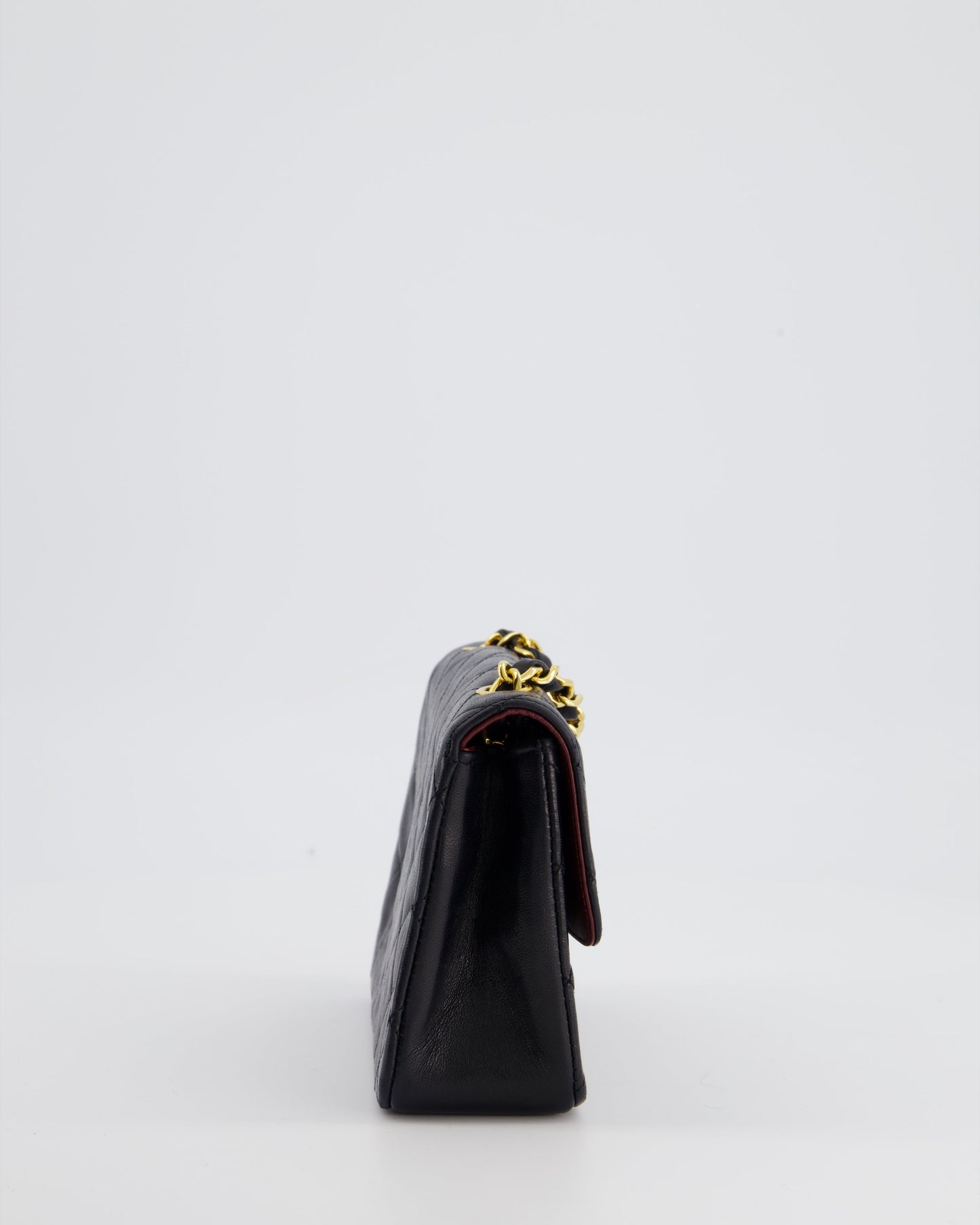 Chanel Vintage Black Mini Rectagular Single Flap Bag in Lambskin Leather and 24K Gold Hardware