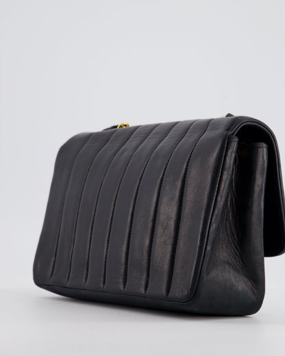 Chanel Navy Vintage Mademoiselle Medium Lambskin Single Flap Bag with 24K Gold Hardware