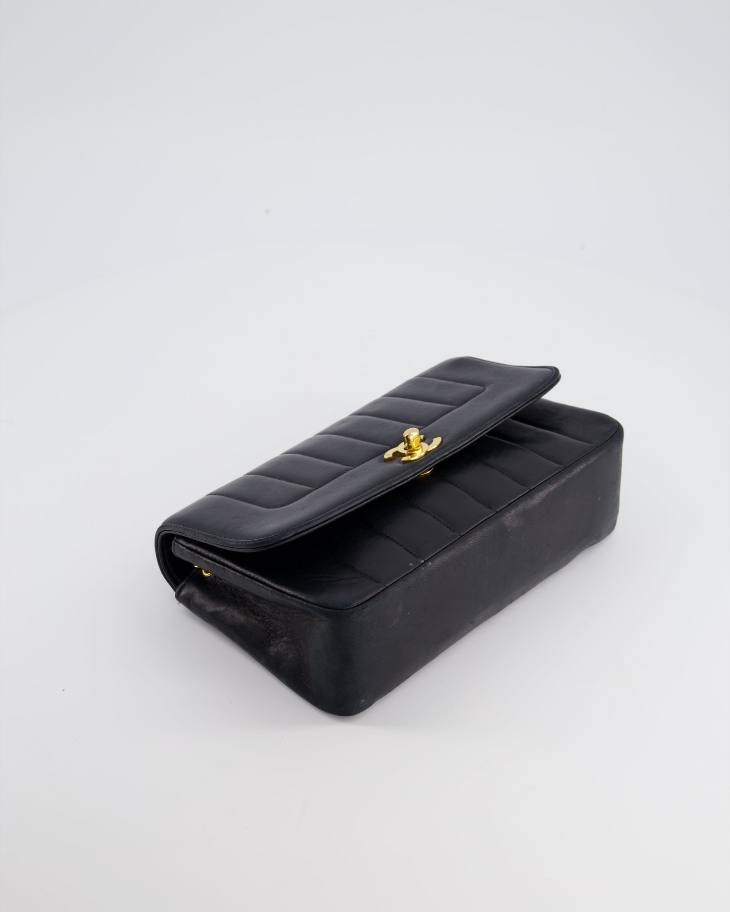 Chanel Navy Vintage Mademoiselle Medium Lambskin Single Flap Bag with 24K Gold Hardware