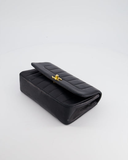 Chanel Navy Vintage Mademoiselle Medium Lambskin Single Flap Bag with 24K Gold Hardware