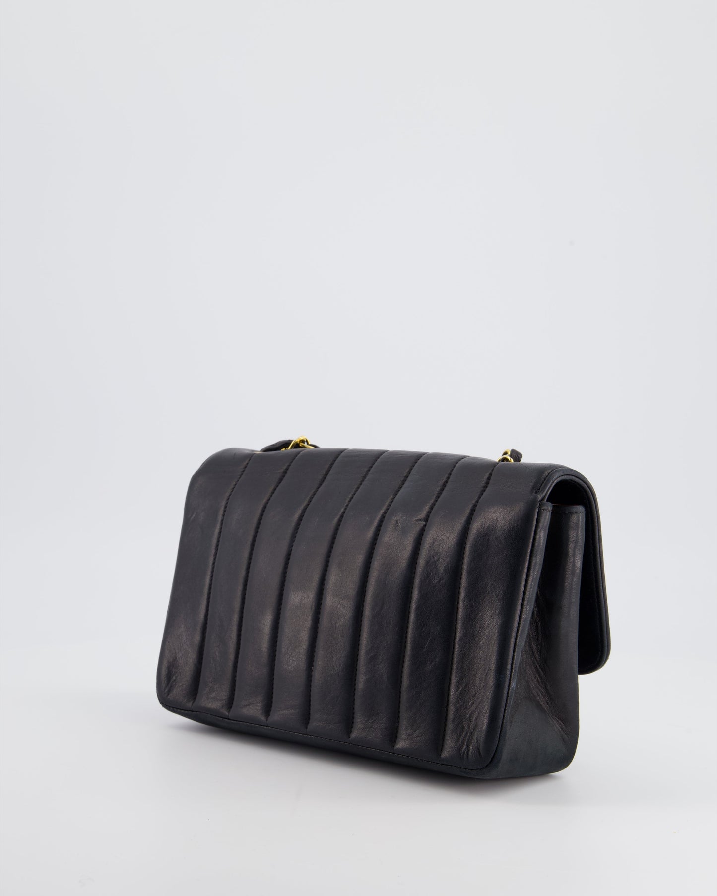 Chanel Navy Vintage Mademoiselle Medium Lambskin Single Flap Bag with 24K Gold Hardware