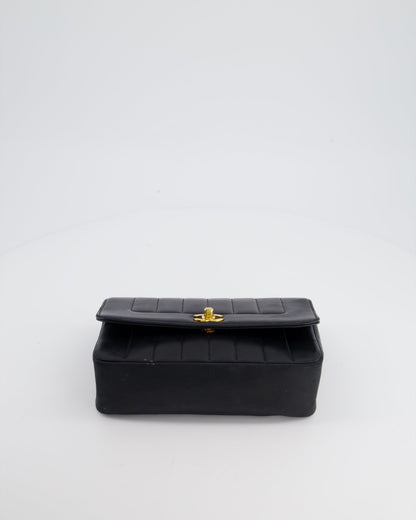 Chanel Navy Vintage Mademoiselle Medium Lambskin Single Flap Bag with 24K Gold Hardware