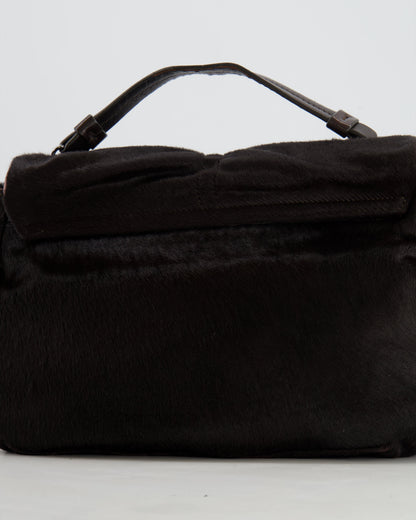 Chanel Chocolate Brown Ponyhair Single Flap Shoulder Bag with Silver Hardware