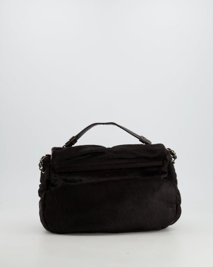 Chanel Chocolate Brown Ponyhair Single Flap Shoulder Bag with Silver Hardware