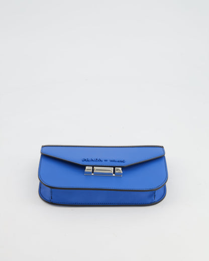 Prada Blue and Black Leather Small Bag with Silver Hardware