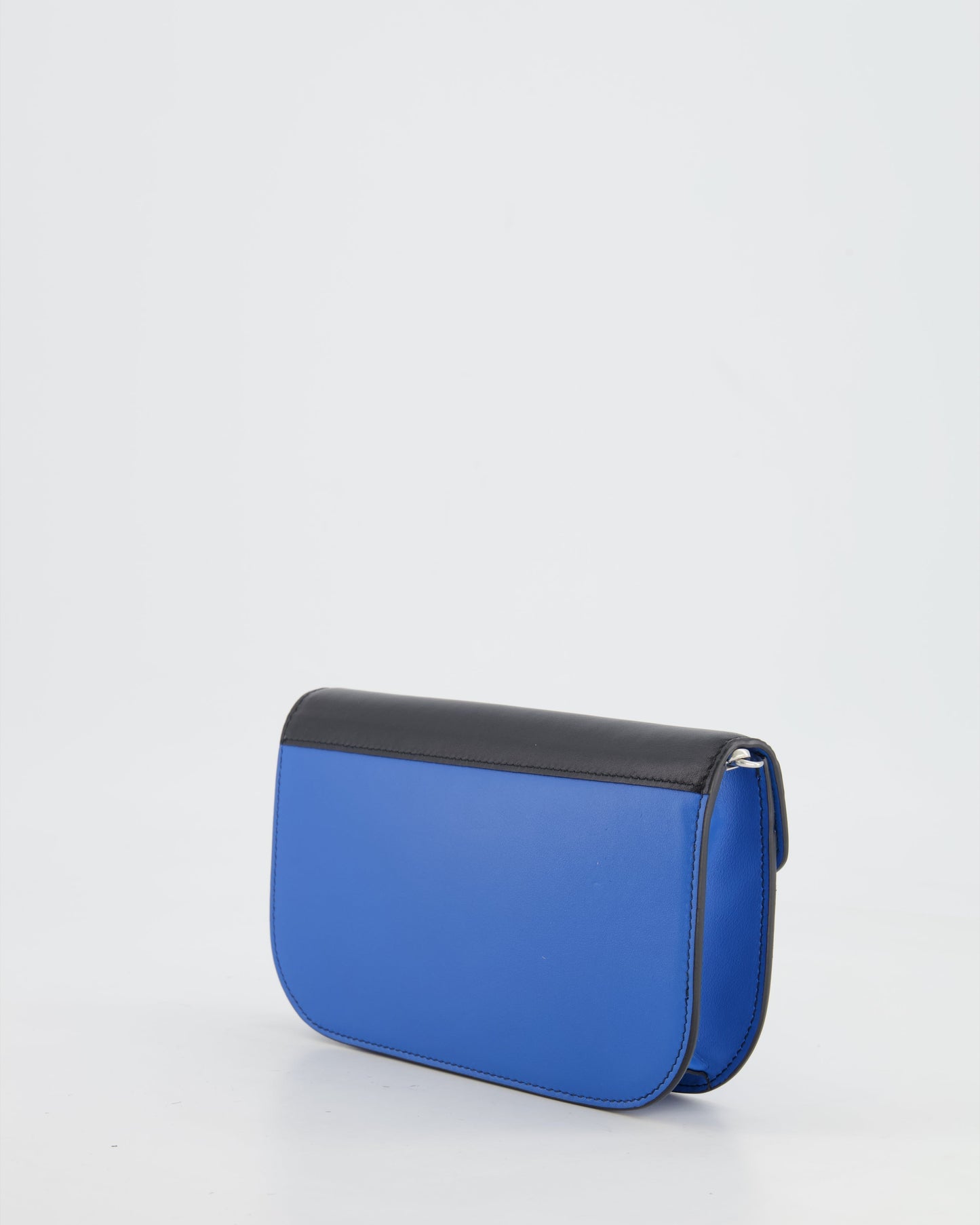 Prada Blue and Black Leather Small Bag with Silver Hardware