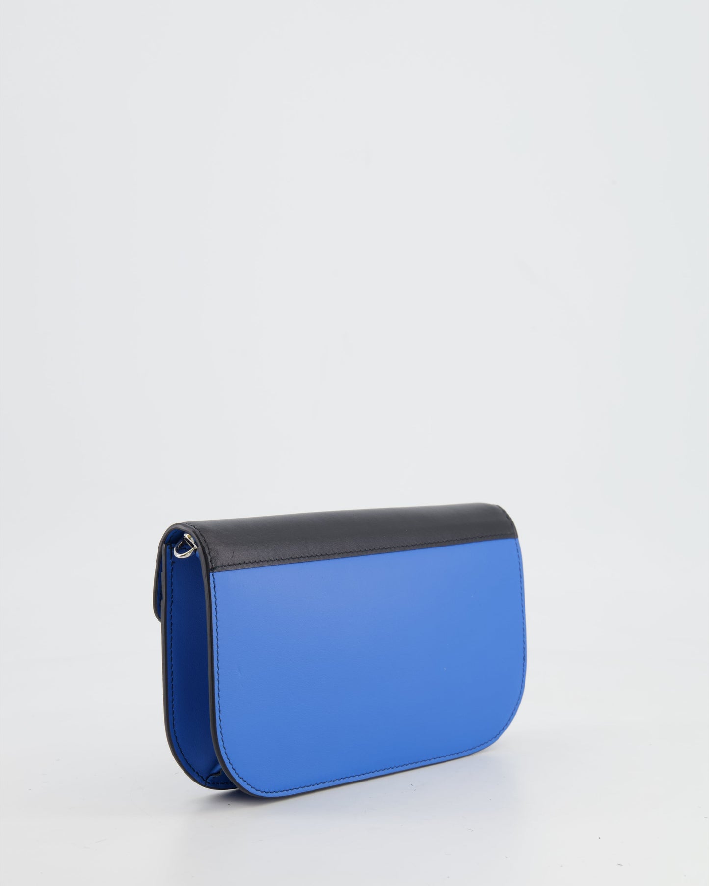 Prada Blue and Black Leather Small Bag with Silver Hardware