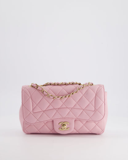 Chanel Pastel Pink 2015-26 Seasonal Small Single Flap Bag in Lambskin Leather with Brushed Gold Hardware