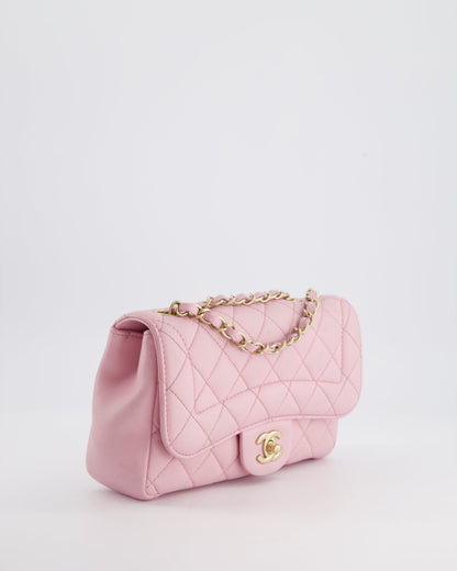 Chanel Pastel Pink 2015-26 Seasonal Small Single Flap Bag in Lambskin Leather with Brushed Gold Hardware