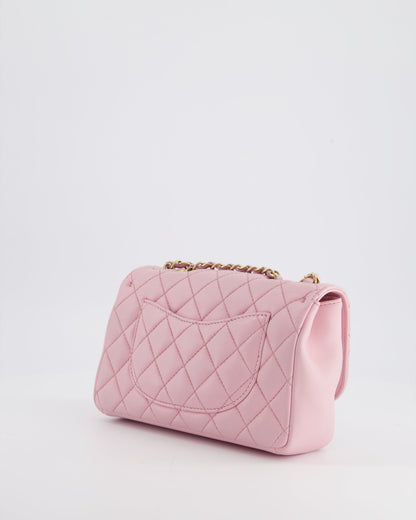 Chanel Pastel Pink 2015-26 Seasonal Small Single Flap Bag in Lambskin Leather with Brushed Gold Hardware