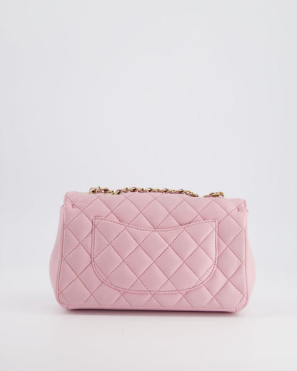 Chanel Pastel Pink 2015-26 Seasonal Small Single Flap Bag in Lambskin Leather with Brushed Gold Hardware