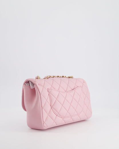 Chanel Pastel Pink 2015-26 Seasonal Small Single Flap Bag in Lambskin Leather with Brushed Gold Hardware