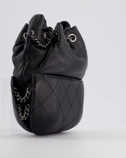 Chanel Black Mini Bucket Bag in Aged Calfskin Leather with Mixed Hardware
