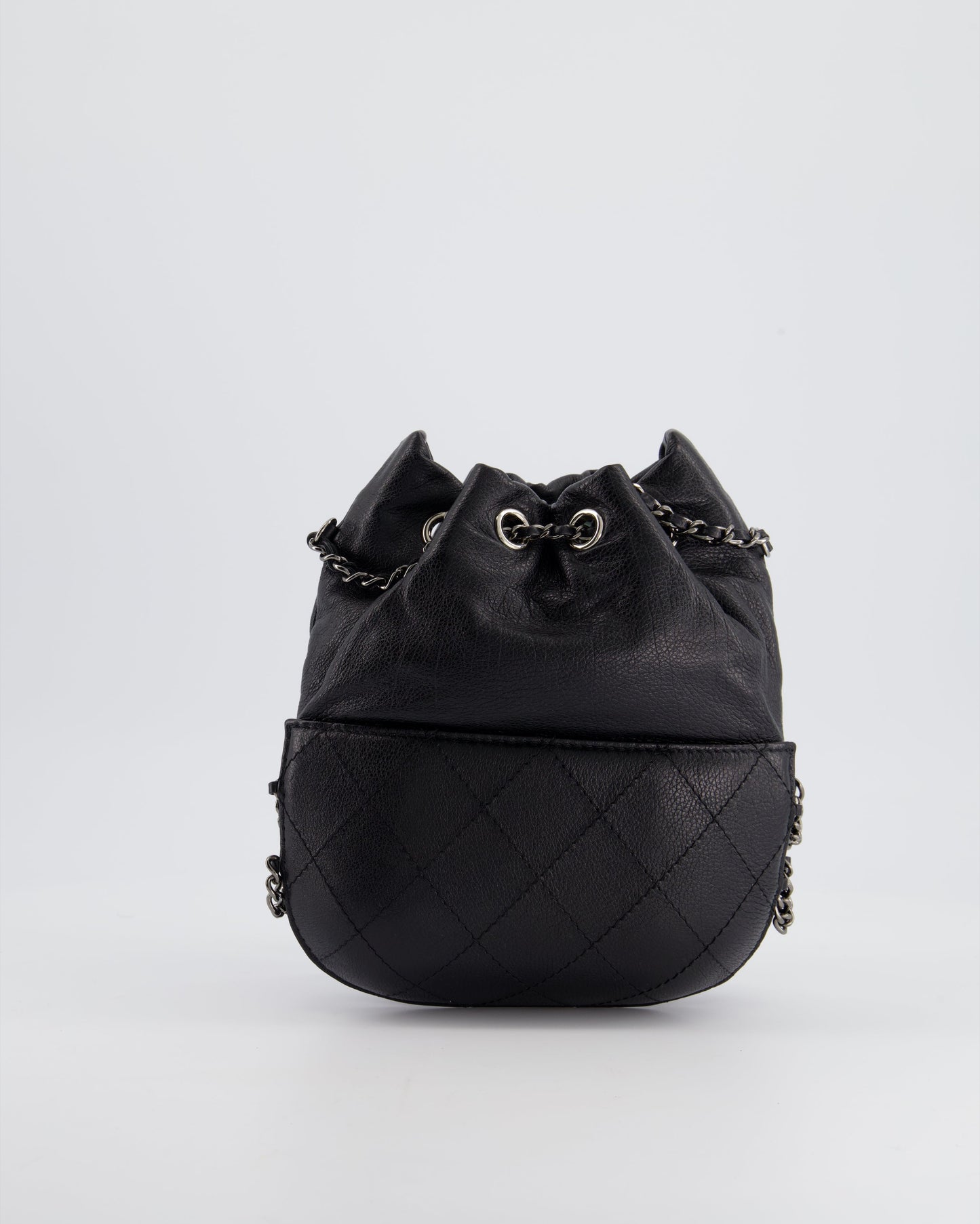 Chanel Black Mini Bucket Bag in Aged Calfskin Leather with Mixed Hardware