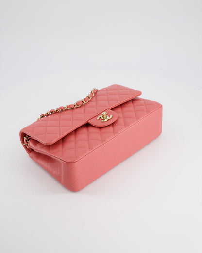 Chanel Medium Pink Classic Double Flap Bag in Caviar Leather with Gold Hardware