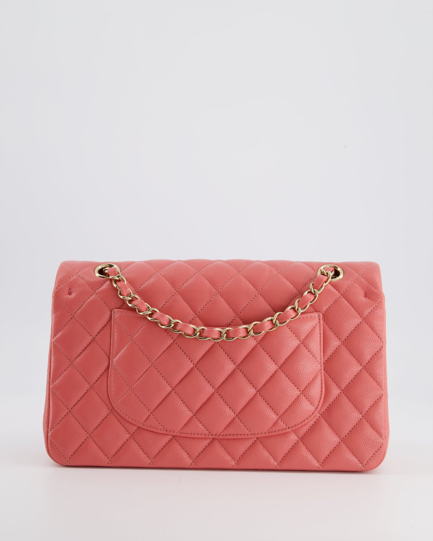Chanel Medium Pink Classic Double Flap Bag in Caviar Leather with Gold Hardware