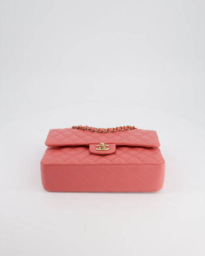 Chanel Medium Pink Classic Double Flap Bag in Caviar Leather with Gold Hardware