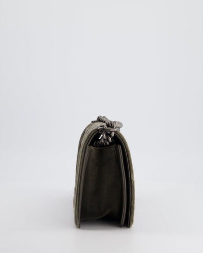 Chanel Medium Charcoal Grey Velvet Boy Bag with Contrast Stitching and Ruthenium Hardware Bag