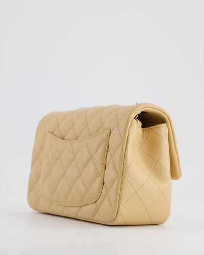 Chanel Beige Mini Rectangular Flap Bag in Lambskin Leather with Gold Hardware