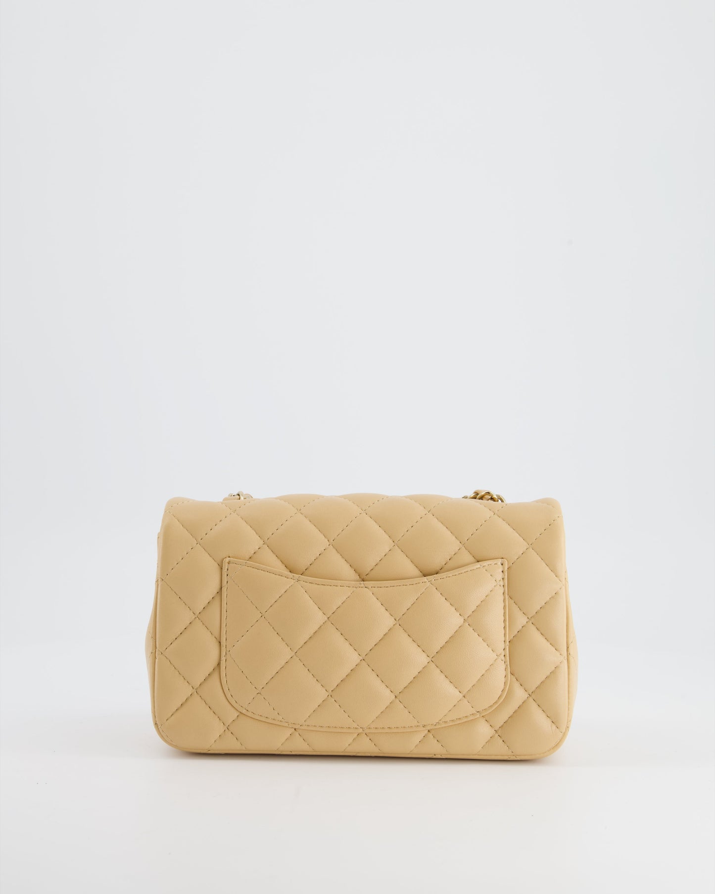 Chanel Beige Mini Rectangular Flap Bag in Lambskin Leather with Gold Hardware
