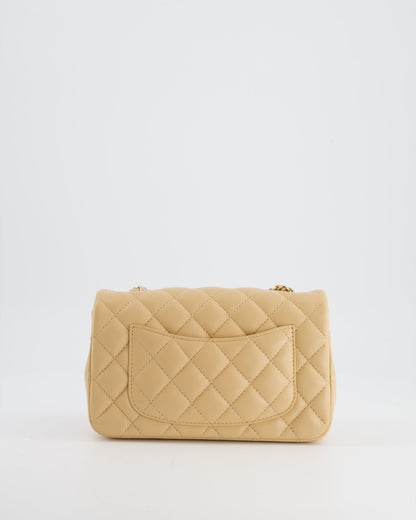 Chanel Beige Mini Rectangular Flap Bag in Lambskin Leather with Gold Hardware