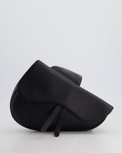 Dior Menswear Black Saddle Bag with Silver Hardware