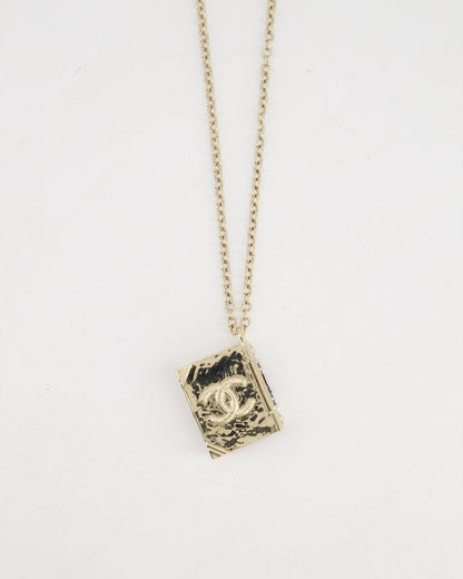 Chanel Champagne Gold, Star Lion and CC Logo Book Pendant Necklace