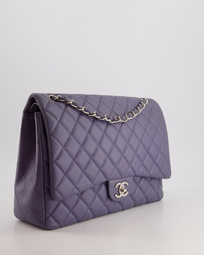 Chanel Lavender Purple Maxi Classic Double Flap Bag in Lambskin Leather with Silver Hardware