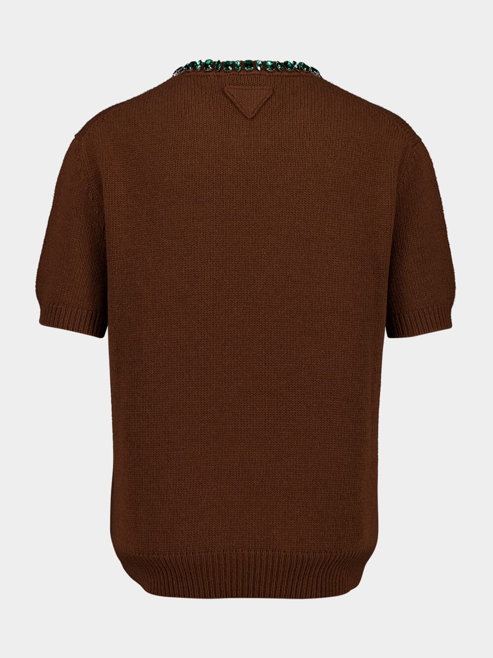 Tobacco Wool-Cashmere Sweater with Jewels