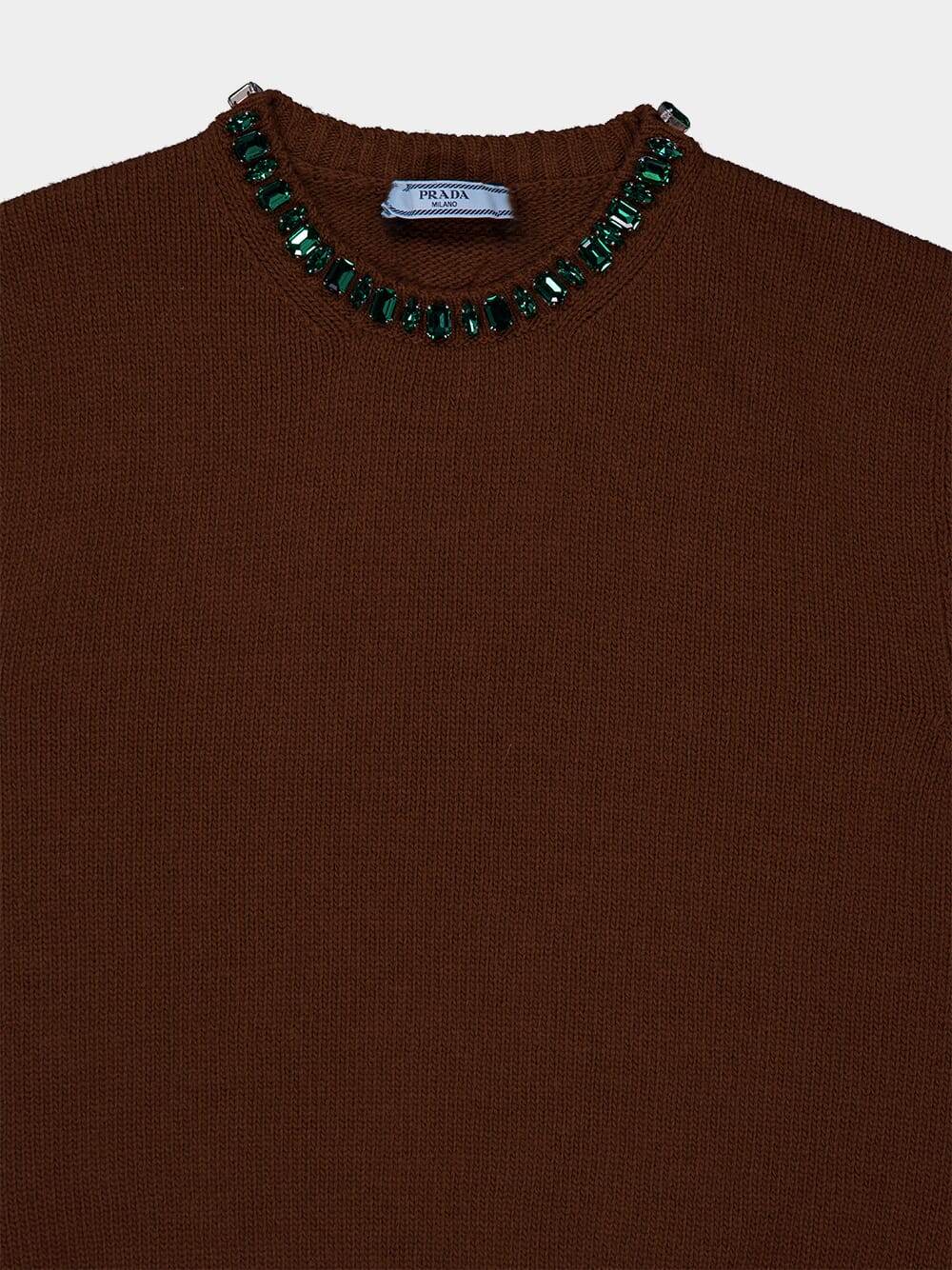 Tobacco Wool-Cashmere Sweater with Jewels