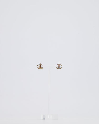 *HOT* Chanel Ruthenium and Black Enamel CC Logo Earrings