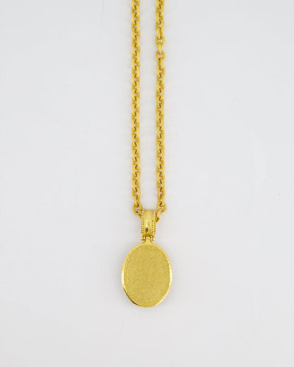 Chanel 96A Vintage Gold and Black Pendant Necklace With CC Detail