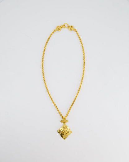 Chanel 97P Vintage Gold Pendant Necklace With CC Detail