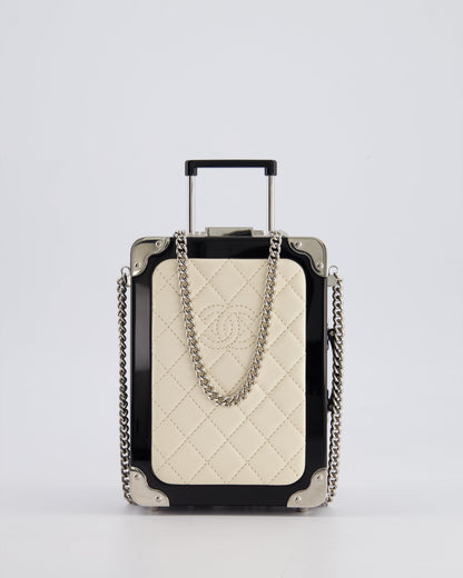 *RARE* Chanel 2016 Airlines Evening In The Air Trolley Minaudi√®re Bag with Silver Hardware and Quilted Leather with CC Logo Detail