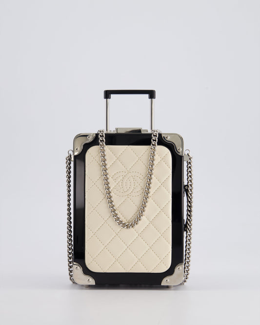 *RARE* Chanel 2016 Airlines Evening In The Air Trolley Minaudi√®re Bag with Silver Hardware and Quilted Leather with CC Logo Detail