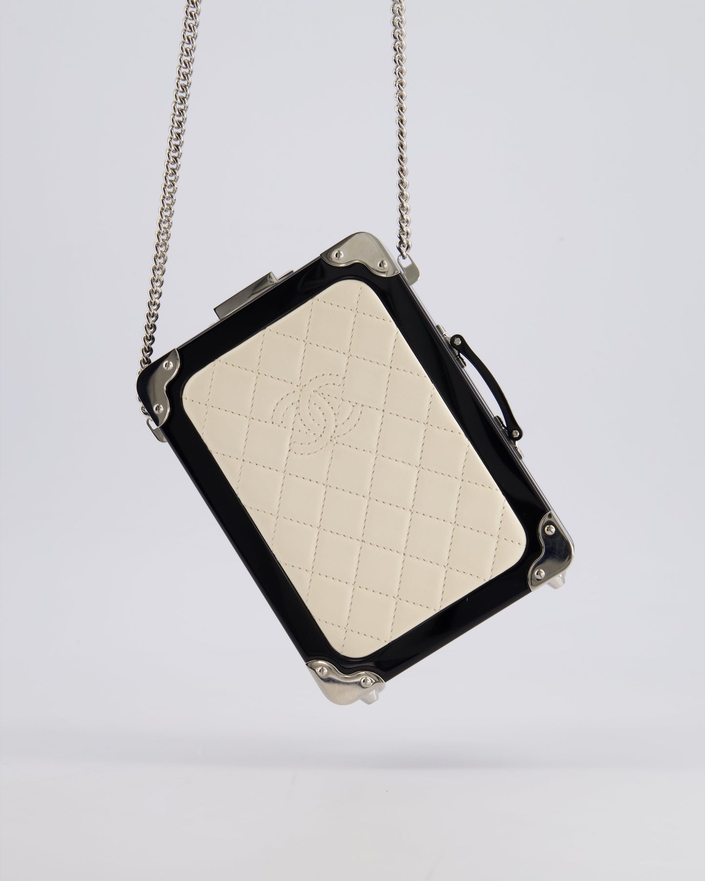 *RARE* Chanel 2016 Airlines Evening In The Air Trolley Minaudi√®re Bag with Silver Hardware and Quilted Leather with CC Logo Detail