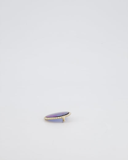 Chanel La Pausa Circular Transparent Blue Brooch With Crystal Detail