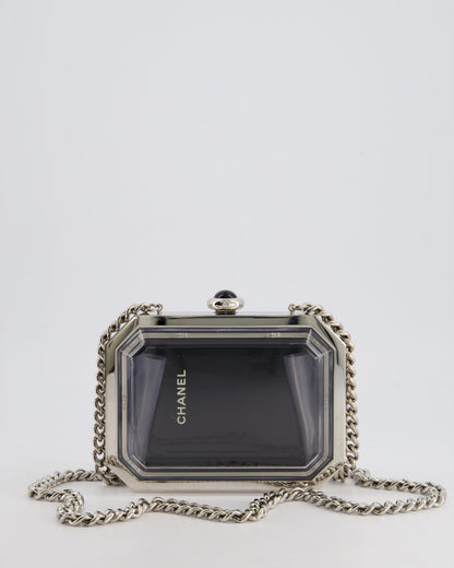 *Limited Edition* Chanel Silver, Black Minaudiere Plexiglass Clutch Bag