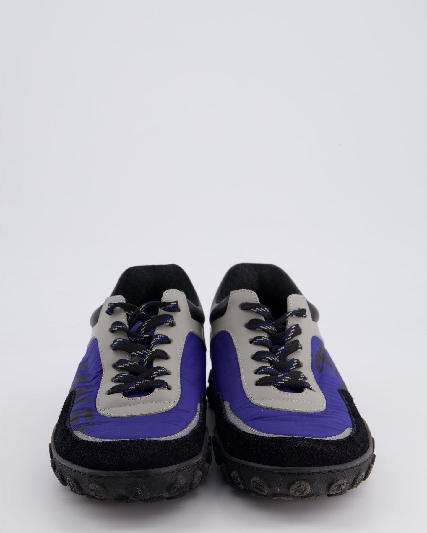 Chanel Black and Blue Nylon Trainers Size EU 38