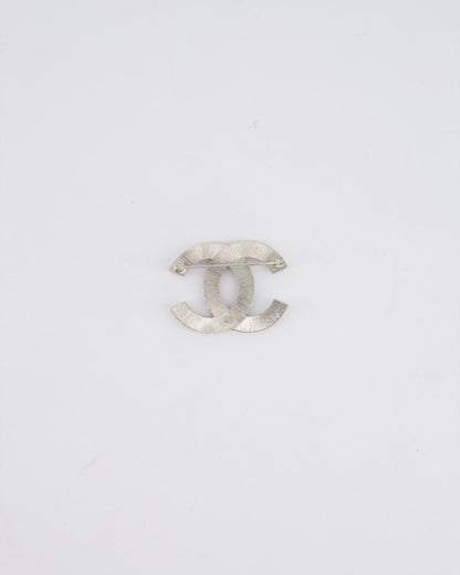 Chanel Silver Crystal Embellished CC Brooch