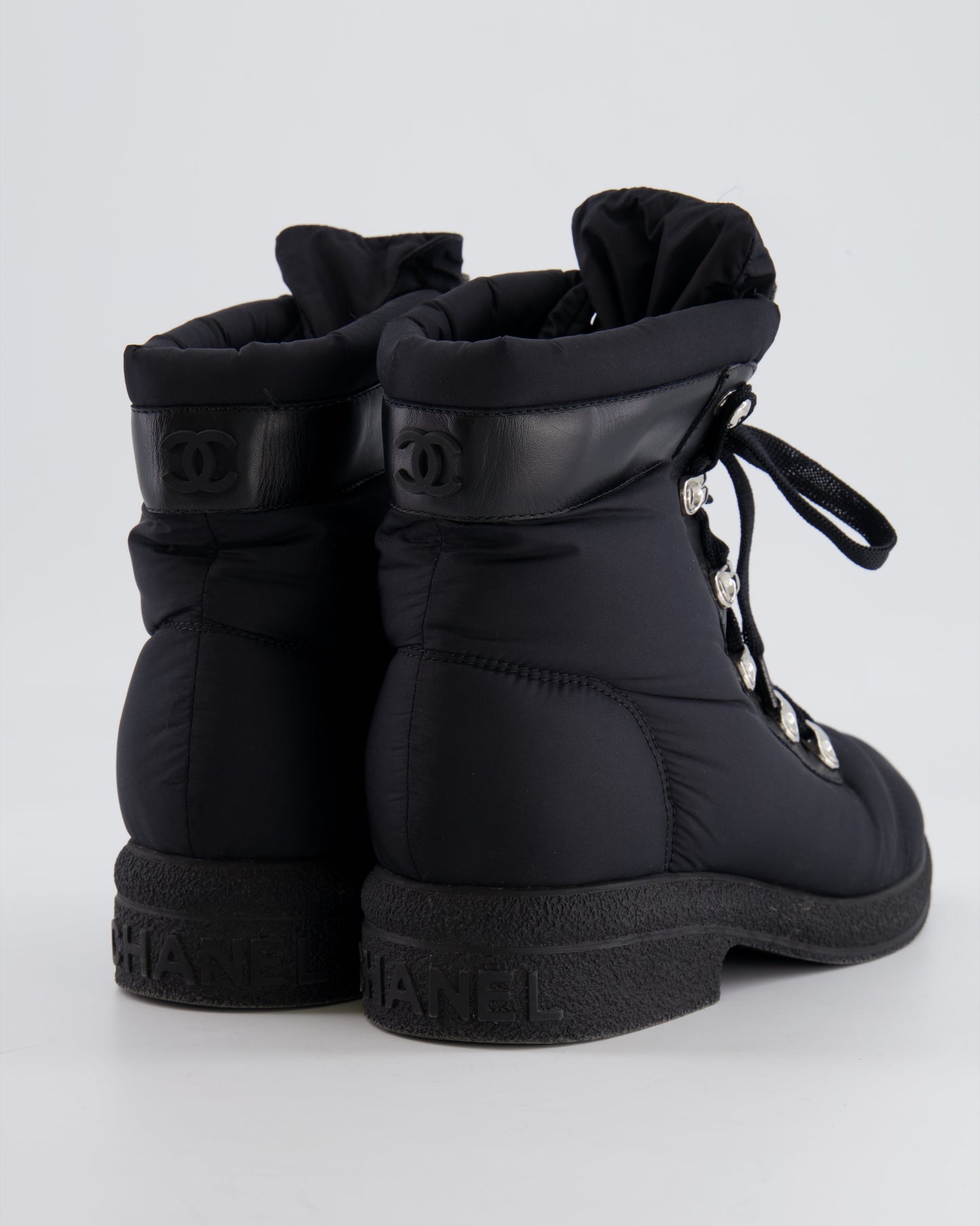 Chanel Black Nylon Coco Neige Ski Boots with Logo Details Size EU 37.5