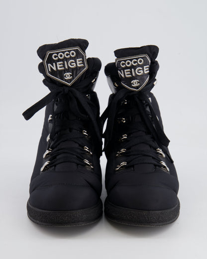 Chanel Black Nylon Coco Neige Ski Boots with Logo Details Size EU 37.5