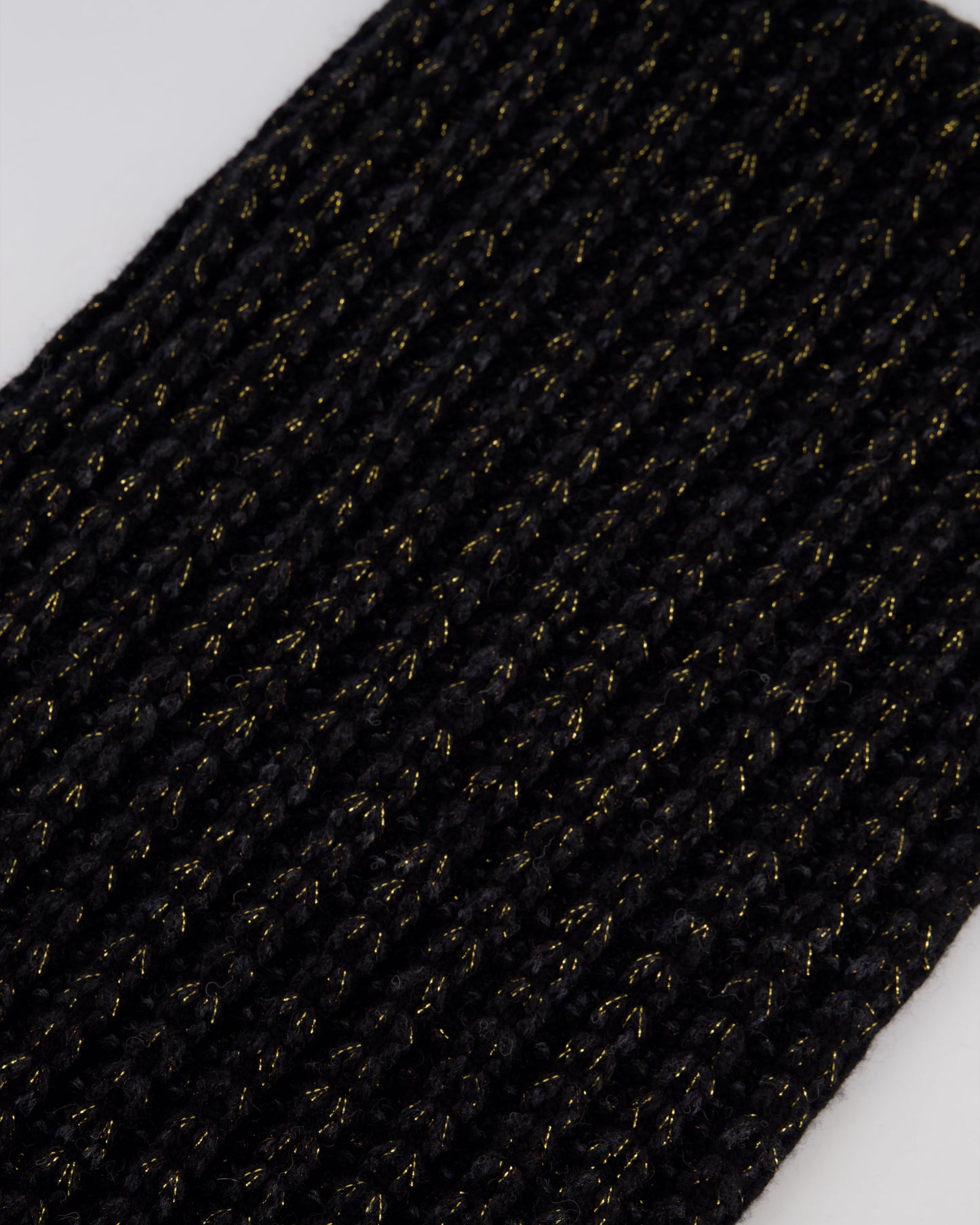 Chanel Black Grey and Gold Metallic Knitted Cashmere Blend Scarf with White CC Logo Button One Size