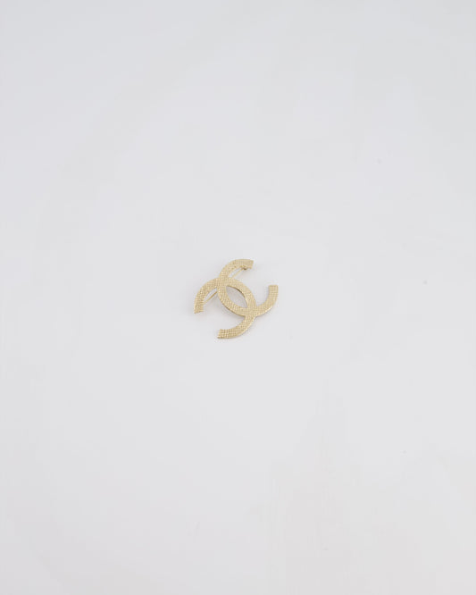 Chanel 16B Champagne Gold CC Textured Brooch